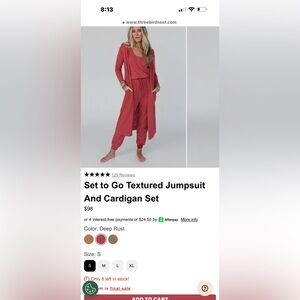 BNWNT Three Bird Nest jumpsuit